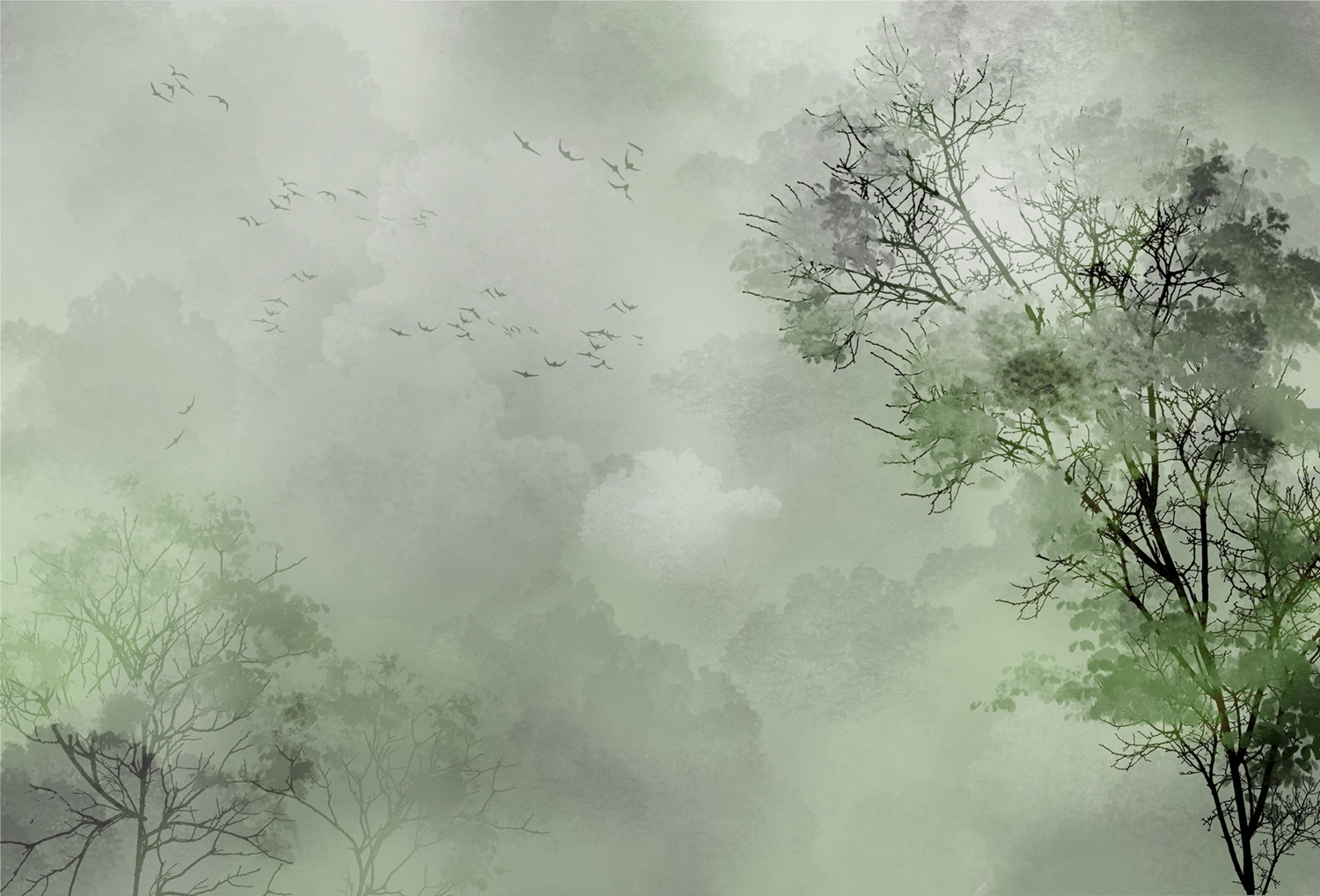 华体会体育官方在线官网 - 附件|装饰画/墙饰|办公家具|华体会体育官方在线官网家具|迷雾从林-原创定制壁画