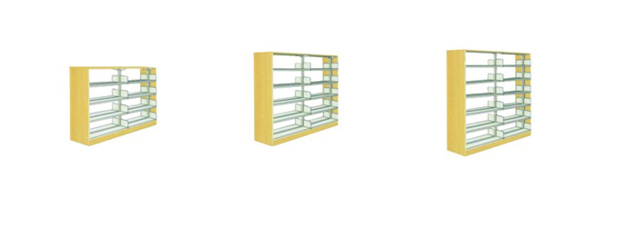 图书馆家具|图书架|单柱双面三层书架|三层书架