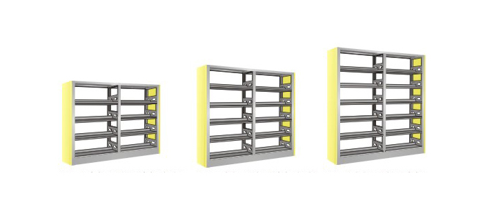 图书馆家具|图书架|办公家具|单柱双面三层书架|三层书架